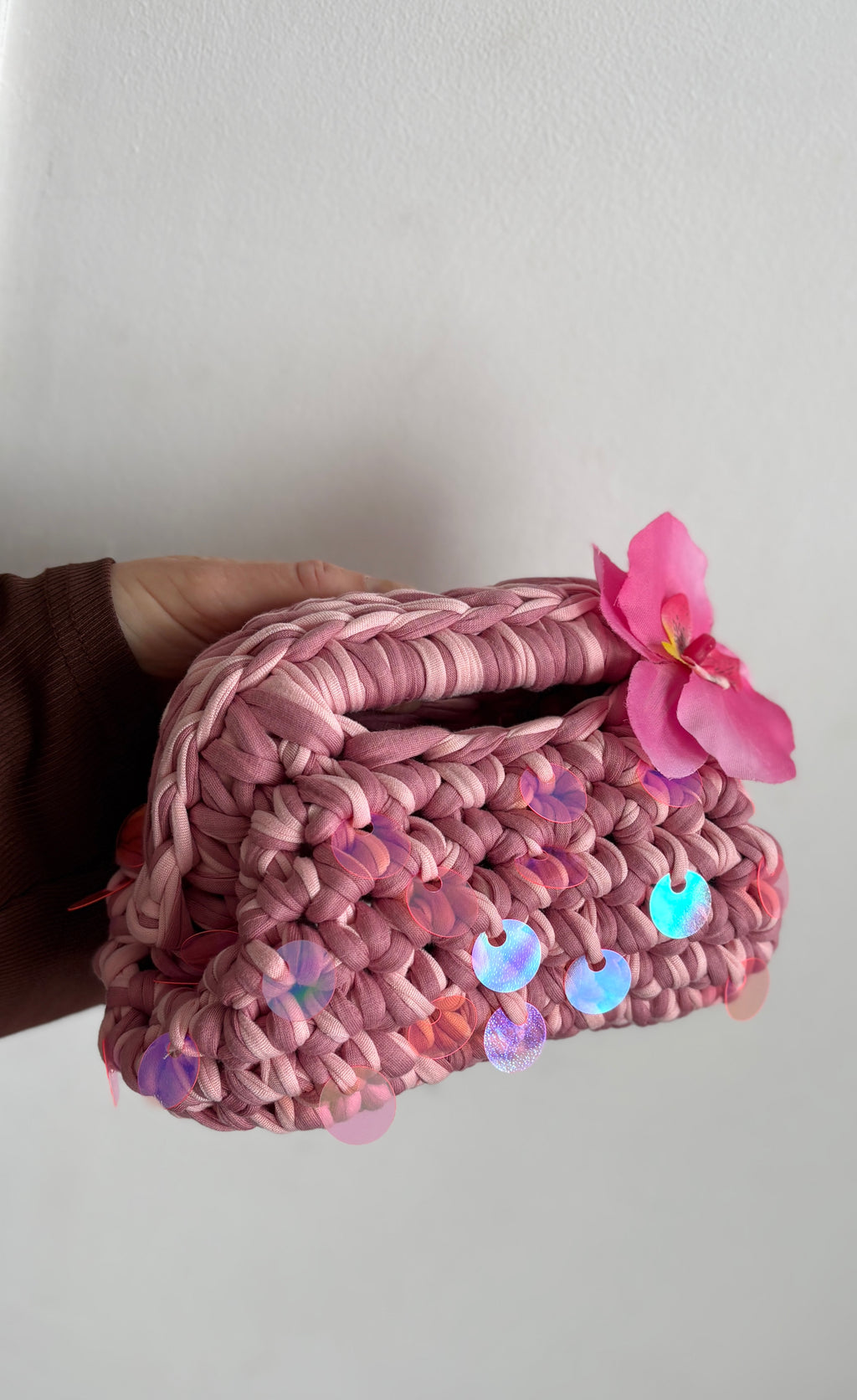 Pink Sequin Mini Clutch Bag