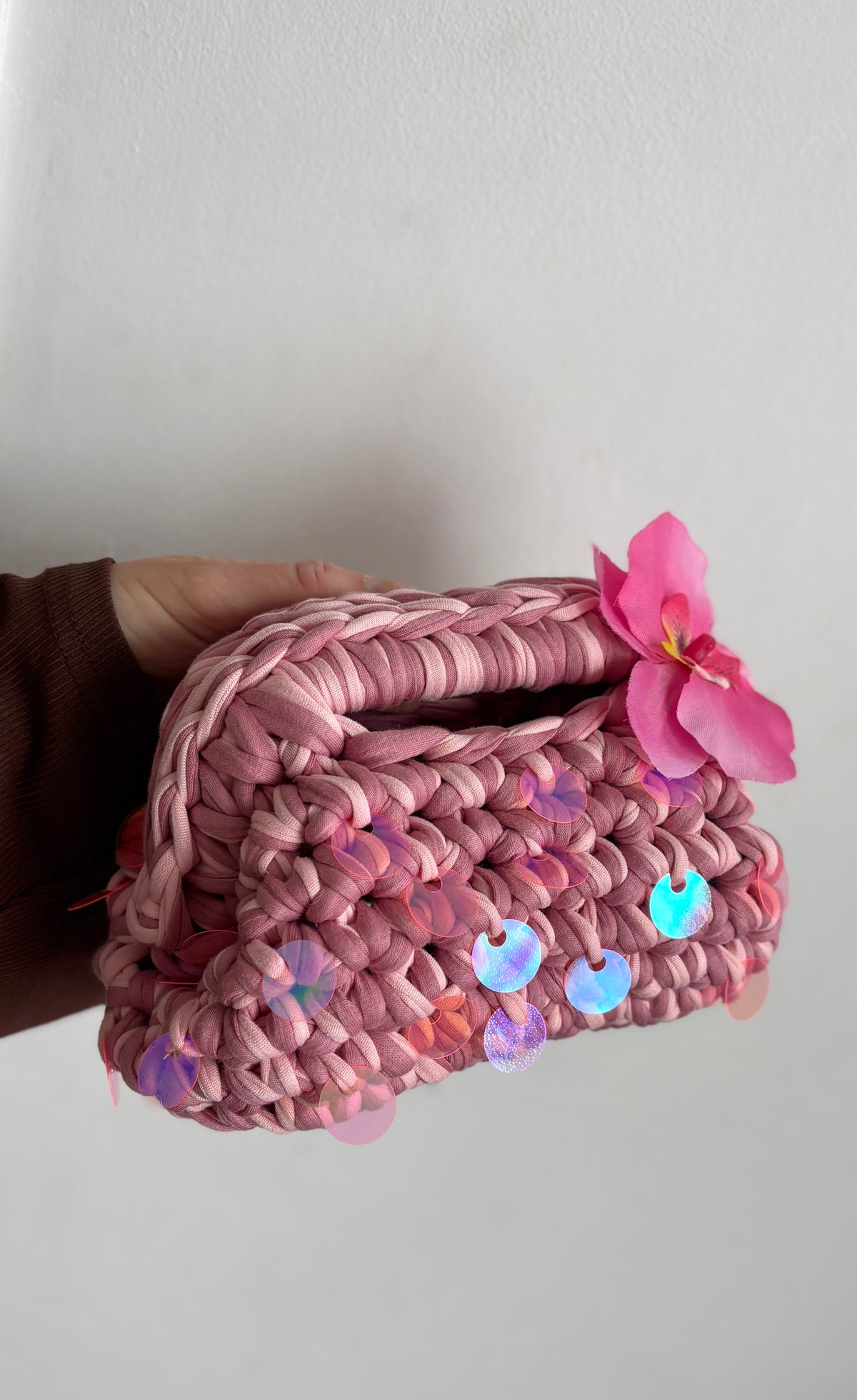 Pink Sequin Mini Clutch Bag