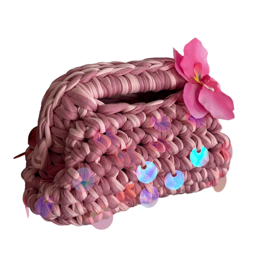 Pink Sequin Mini Clutch Bag