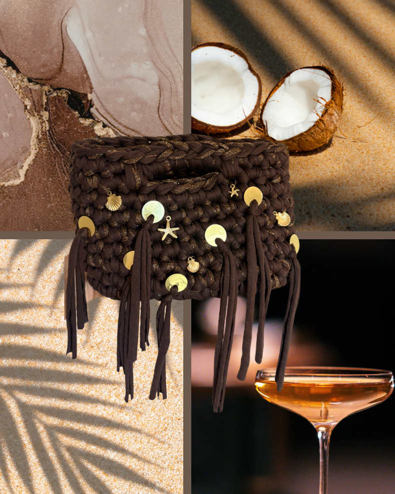 Brown & Gold Sequin Tassel Bag