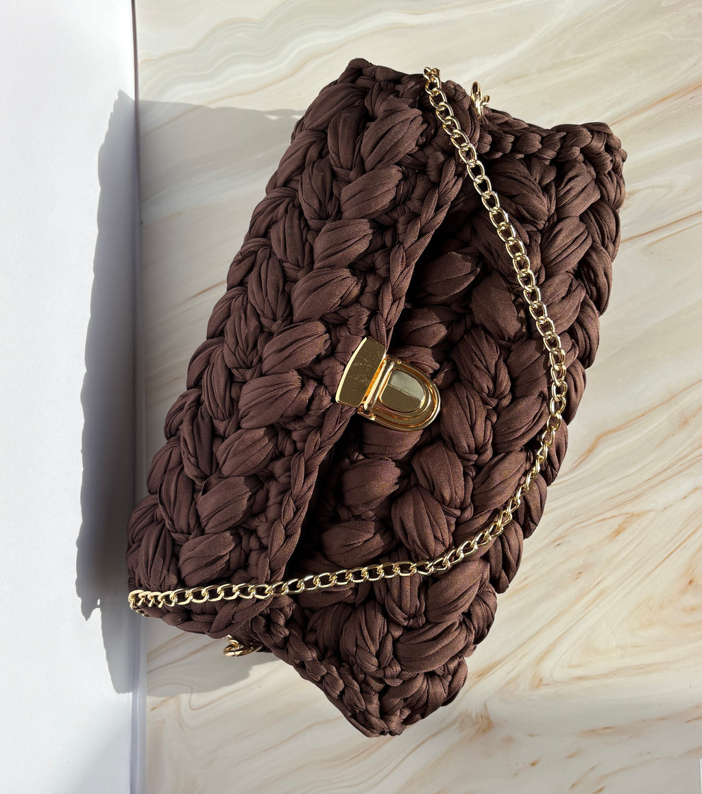 The Woven Plait Bag - Chocolate Brown