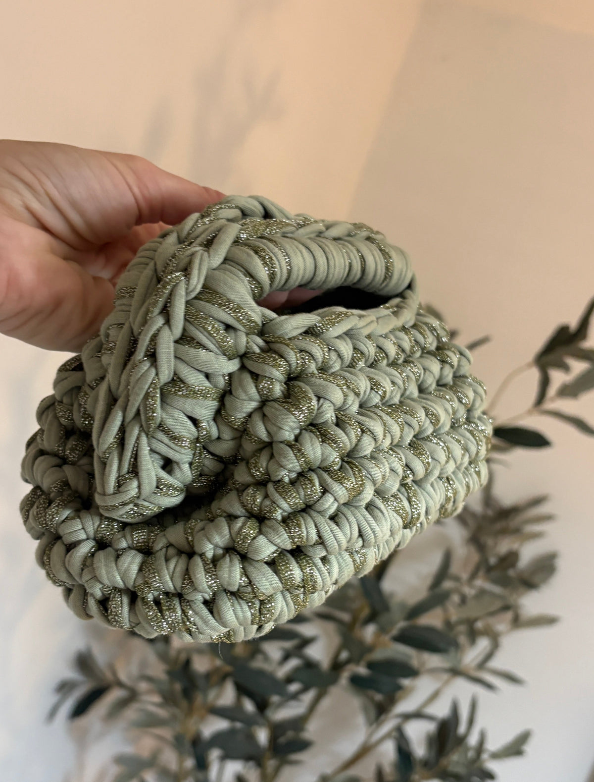 Sage Green Glitter Mini Clutch Bag